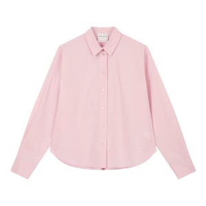 [포르테포르테] 라이트핑크 솔리드 면 긴팔 블라우스 FIBL6E010P1