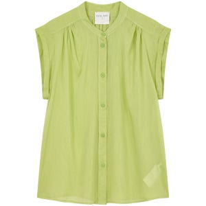 [포르테포르테] 라이트그린 슬리브리스 블라우스 FIBL6E017E1