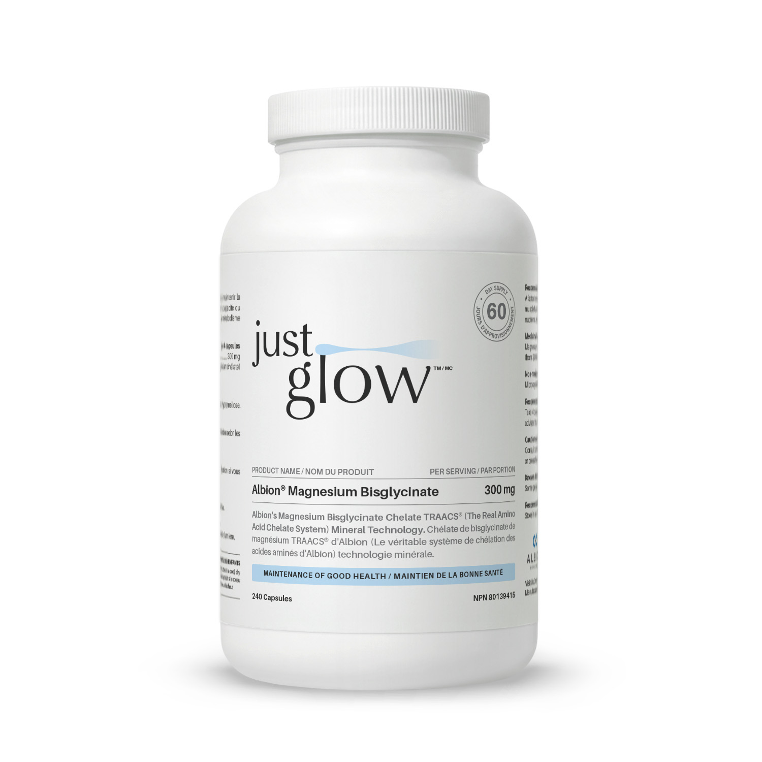 저스트글로우 <b>킬레이트 마그네슘</b> 글리시네이트 300mg x 240캡슐, 1개