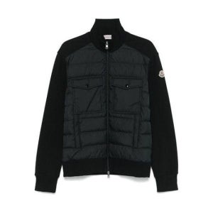 MONCLER 로고 패치 니트 다운 믹스 집업 블랙 남성 자켓 8G00033 89AHS 999TEO