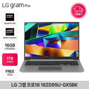 LG전자 그램 프로16 16ZD95U-GX5BK 라이젠 AI 5  에어로미늄 실버 144Hz 고성능 AI노트북 16GB 1TB EDEN