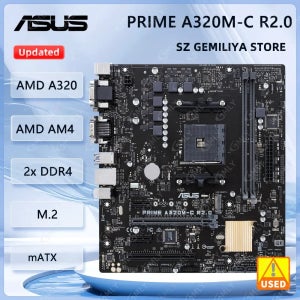 ASUS PRIME A320M-C R2.0 마더보드 AMD A320 소켓 AM4 DDR4 SATA3 지원 A6-9500 PRO 5755 2200 5300 1600 3500 5600