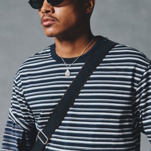 [히스 헤지스] [HIS] 네이비 멀티스트라이프 반팔 셔츠 HRTS6E802N2