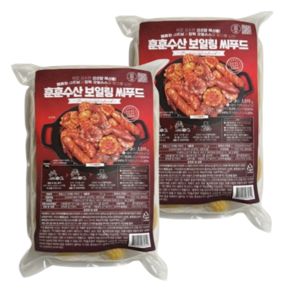훈훈수산 보일링 씨푸드 쉬림프 밀키트 미국식 해물찜 보일링크랩 냉동식품 1300g 2개