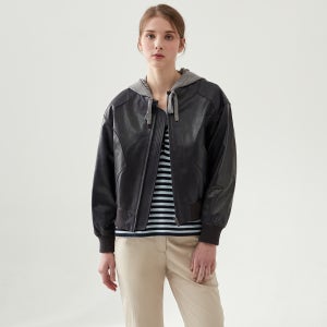 [키이스] 니트 후드 양가죽 점퍼 KE26SPFRMW839