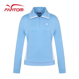 팬텀 여성 배색 카라 반집업 긴팔 티셔츠