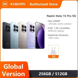 샤오미 모바일폰 레드미 노트 15 프로 5G 글로벌 버전 미디어텍 디멘시티 7400-울트라 6.83인치 AMOLED 디스플레이 200MP 메인 카메라