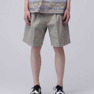 홍우성 Repaired 3 Pleat Shorts_Khaki Gray