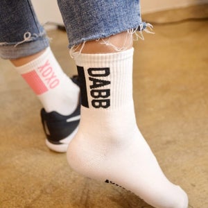 밴드레터링 중목 양말 스트릿 패션 여성 여자 학생 발목 고등 20대 대학생 양발 삭스어필