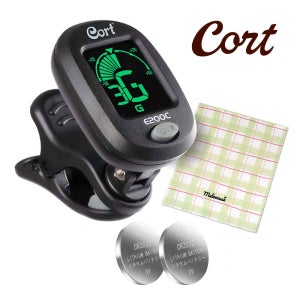 CORT 콜트 E200C 디지털 클립튜너 기타 우쿨렐레 리라하프 배터리 1+1 클리닝융 포함