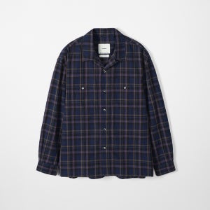 [인더로우] C/L MADRAS OPEN SHIRT - NAVY PURPLE