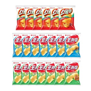 오리온 스윙칩 볶음고추장 60gX6개+오리온 포카칩 오리지널 66gX7개+오리온 포카칩 어니언 66gX7개 (총20개)[오리온,스윙칩,포카칩,감자칩,과자]