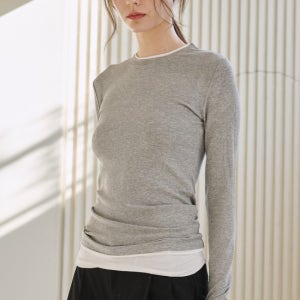 [누브][NOUVE]컬러매칭 롱슬리브 티셔츠 - 멜란지 그레이 / Color Matching Longsleeve T-Shirts - M. Gray