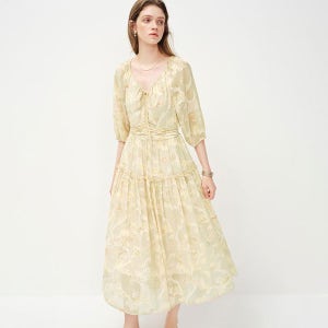 [웬스데이딜라잇] WD_Floral shirring v-neck dress_2color