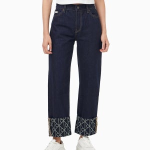 캘빈클라인 [CK진] 여성 릴렉스드 크롭 인디고 자카드 데님47D711G 463694