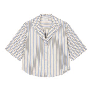 [포르테포르테] 라이트블루 스트라이프 반팔 블라우스 FIBL6E307B1