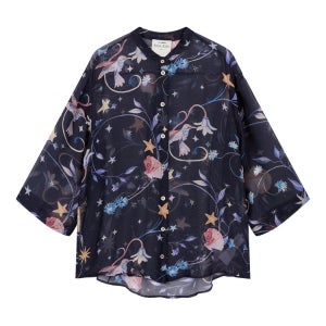 [포르테포르테] 블랙 패턴 시폰 블라우스 FIBL6E310BK