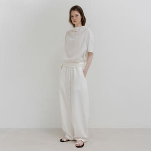 [모이아] folded banding pants (white)