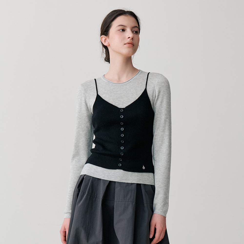 [르 스튜디오] LAYERED KNIT SLEEVELESS TOP (GY)