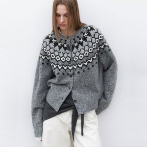[아틀리에 나인] (CD-2240)HARRIS NORDIC PATTERN CARDIGAN