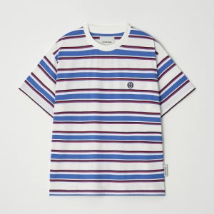 [디써티원] Multi Stripe Short Sleeve T-Shirt (BLUE & IVORY) DU26UK3002BI