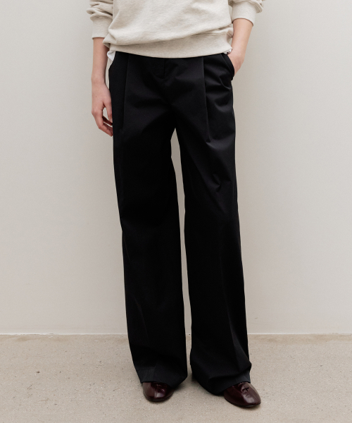 [르메메] Sole One-Tuck Wide Pants Black 5009679823
