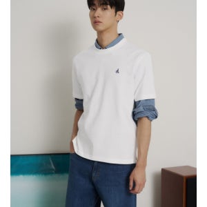 [빈폴 멘] [Essential] 라운드 반소매 티셔츠  화이트 BC6242E721