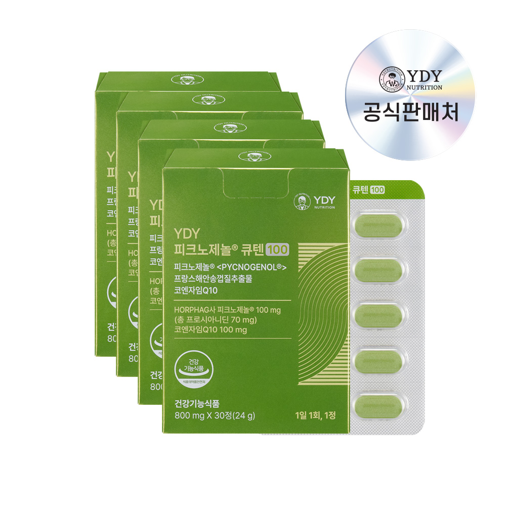 <b>YDY</b>뉴트리션 피크노제놀 큐텐 100 30정, 4개