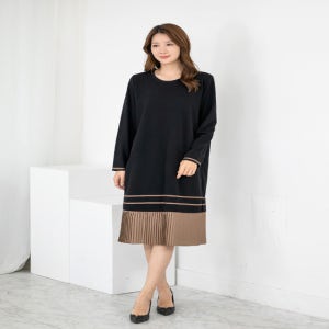 (모슬린) 엄마옷 라운드 긴팔 플리츠 원피스 510FGH012 마담/중년여성/빅사이즈/50대/60대