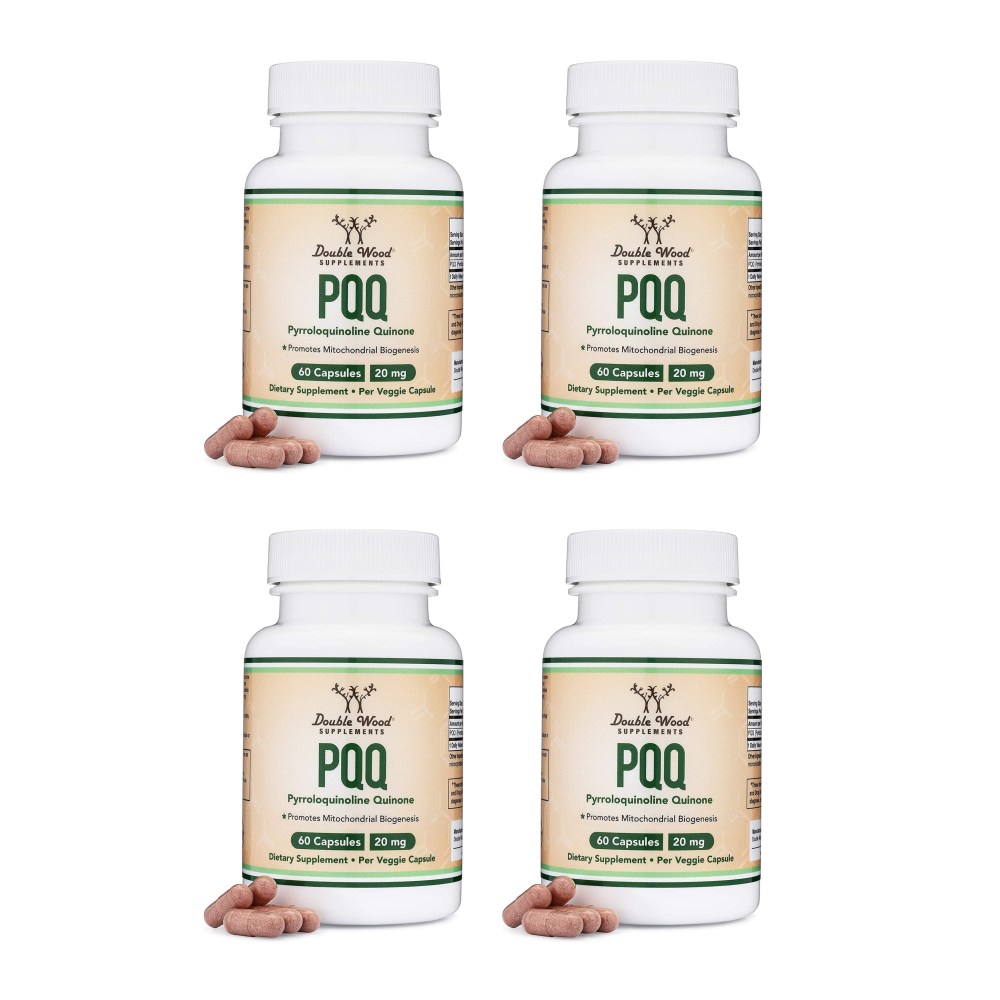 더블우드 <b>PQQ 피롤로퀴놀린 퀴논</b> 보충제 20mg 60캡슐 4팩