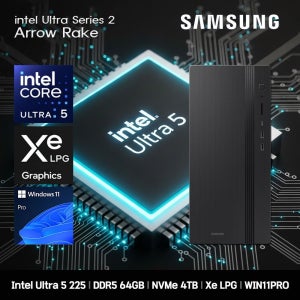삼성전자 삼성 데스크탑 코어 울트라5 고사양 컴퓨터 DM500THZ-Z5ADZ-11PRO Ultra5-225 64GB SSD4TB Xe LPG