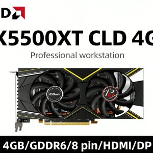 ASROCK AMD 라데온 RX 5500 XT 4GB GDDR6 128비트 게이밍 그래픽 카드 PCI-E 4.0 HDMI DP 8핀 듀얼 팬 비디오 카드 데스크탑 GPU