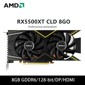 ASROCK AMD RX 5500 XT 8GB/4GB 비디오 카드 RX5500XT CLD 4/8GO GDDR6 128비트 GPU (PCI-E 4.0 8핀) PC 게이머용 듀얼 팬