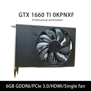 GTX 1660 Ti 6GB GDDR6 게이밍 그래픽 카드 0KPNXF 모델 1536 CUDA 코어 PCIe 3.0, 듀얼/트리플 팬, PC 조립용 HDMI/DP