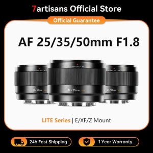 7artisans AF 25mm 35mm 50mm F1.8 APS-C 자동 초점 대구경 프라임 렌즈 LITE 시리즈 (소니 E A6700, 후지 XF XT-5/XT-50, 니콘 Z