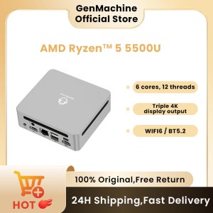 45W TDP, 4K@60Hz WiFi6 초슬림 크리에이티브 작업용 Genmachine AMD Ryzen 5475U 5500U 5560U 5600H 미니 PC 부드러운 멀티태스킹