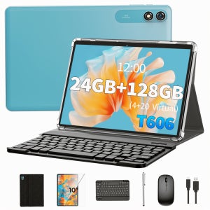 신형 태블릿 PC, 24GB(4GB+20GB) RAM, 128GB ROM + 1TB 확장 지원, 1280x800 IPS, 5G WiFi, 대형 스크린 태블릿 (SD 카드 및 어댑터