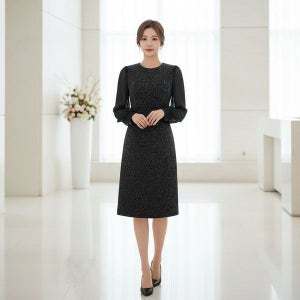 잇미샤 25 FW 볼륨 슬리브 트위드 원피스 ITP9YOP300 976963