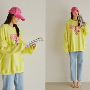 상큼래빗 쭈리 루즈 롱 맨투맨