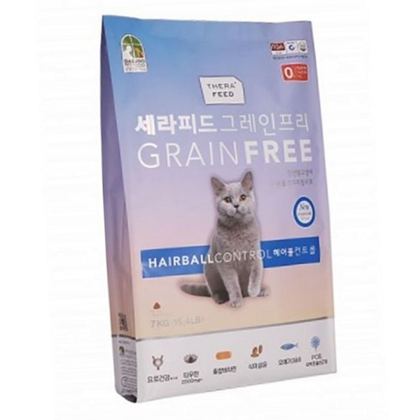 랑랑샵 고양이 그레인프리 무곡물사료 헤어볼컨트롤 7kg