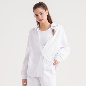 에코텍 링클프리 여자셔츠 오버핏 셔츠 화이트 살안타템