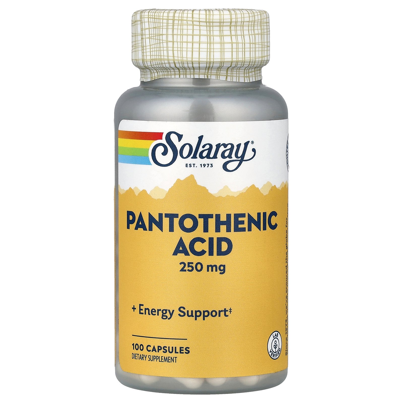 솔라레이 Solaray <b>Pantothenic Acid</b> 100 Capsules