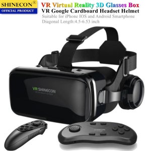 G04E 가상 현실 VR 안경 스테레오 Google Cardboard BOX VR 헤드셋 헬멧 시계 핸드폰 용 3D 비디오 및 게임, 게임 패드 지원