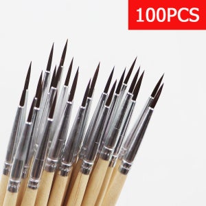 100 PCS 후크 라인 펜 000 #   얇은 선 그림 브러시 긴 머리 나무 오일 수채화 브러시 미술 용품 ​​그림 펜 도매