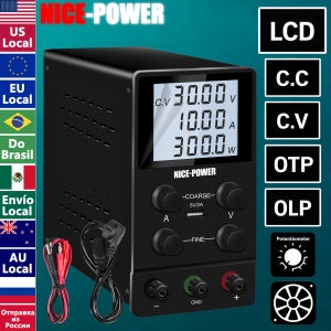 NICE-POWER DC 전원 공급 장치 가변형, 조정 가능한 스위칭 정전압 고정밀 벤치 랩 전원 공급 장치, 자동 CC/CV 전환