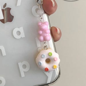 데데리트 핑크 도넛 베어 핸드폰줄 폰고리 다이어리 에어팟 버즈 커플 우정 선물 키링