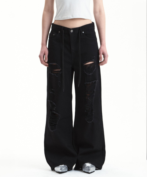 시너진 DRAWSTRING DISTRESSED DENIM PANTS P0000HPB