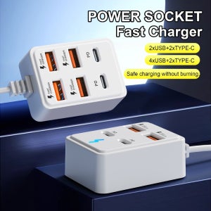 1개 4-In-1/6-In-1 66W 초고속 충전 USB 허브, Type-C, 고출력 과부하 및 단락 보호, 4/6 포트 컴팩트 도킹 (USB-A+PD) 포트 스마트폰, 데이터