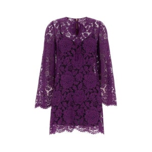 돌체앤가바나 여성 퍼플 Lace 레이스 미니 드레스 F6DJOTHLM7L F0571