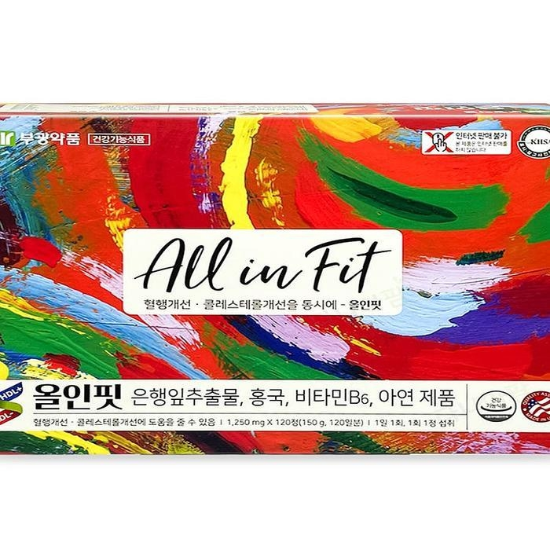 <b>부광약품</b>올인핏120정은행잎추출물비타민아연혈행<b>콜레스테롤</b>개선(SH)